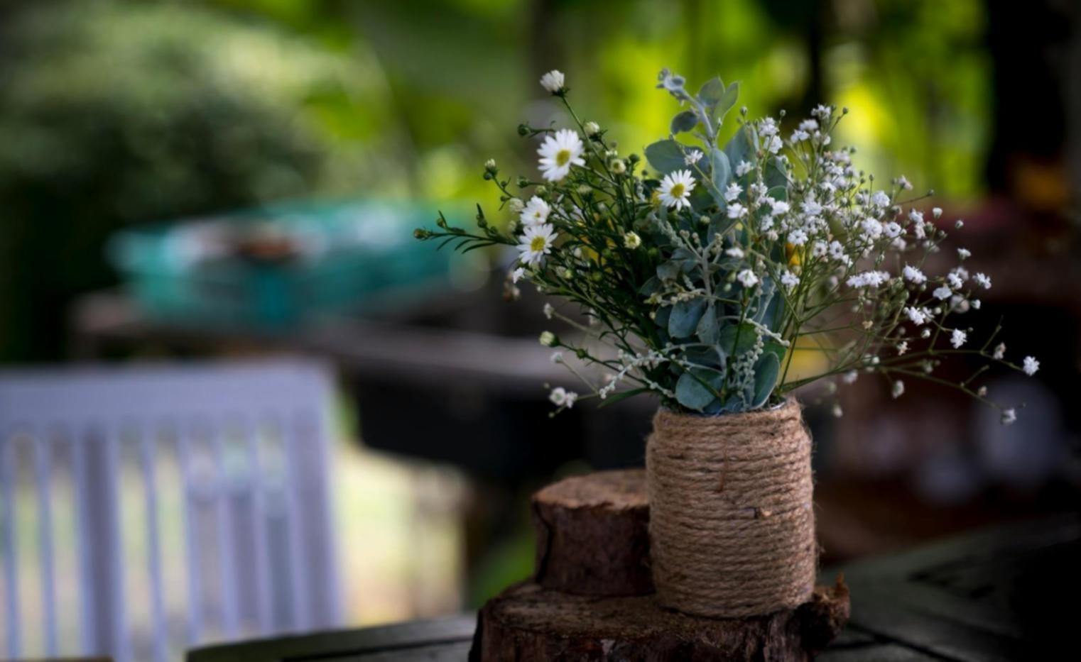 Fresh floral arrangement being prepared for mobile delivery